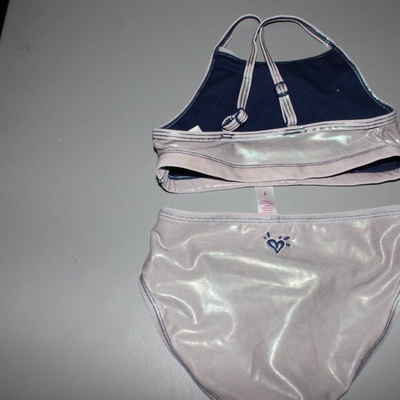 Silver & Blue 2 Pcs Justice Bikini Swimsuit Size 7 - Picture 6 of 10